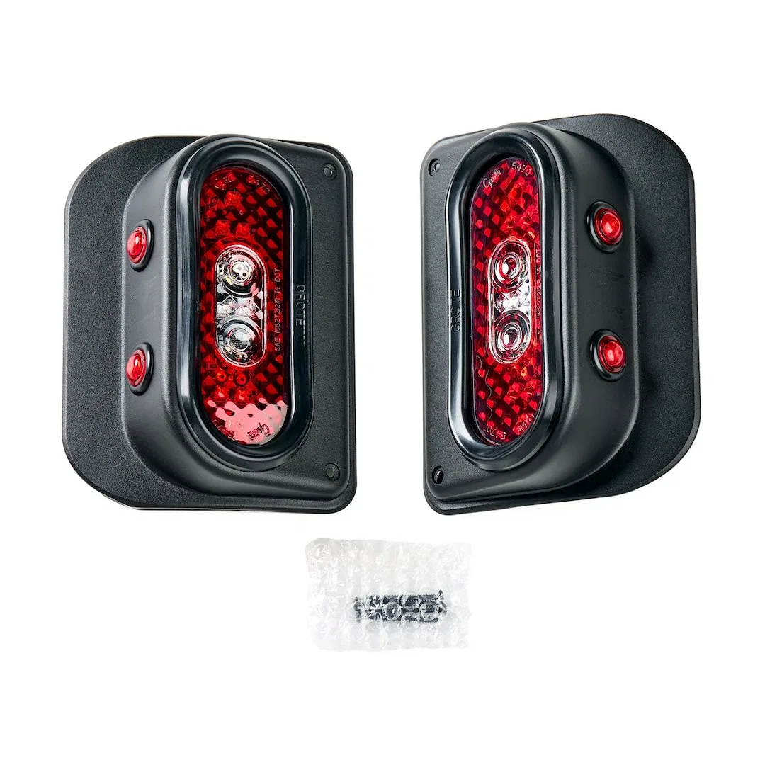 15-1050 – COMBAT OFFRD Tail Light Assembly, Clear/ Red Lens Powder Coated Black Aluminum Housing LED White Bulb Set O...